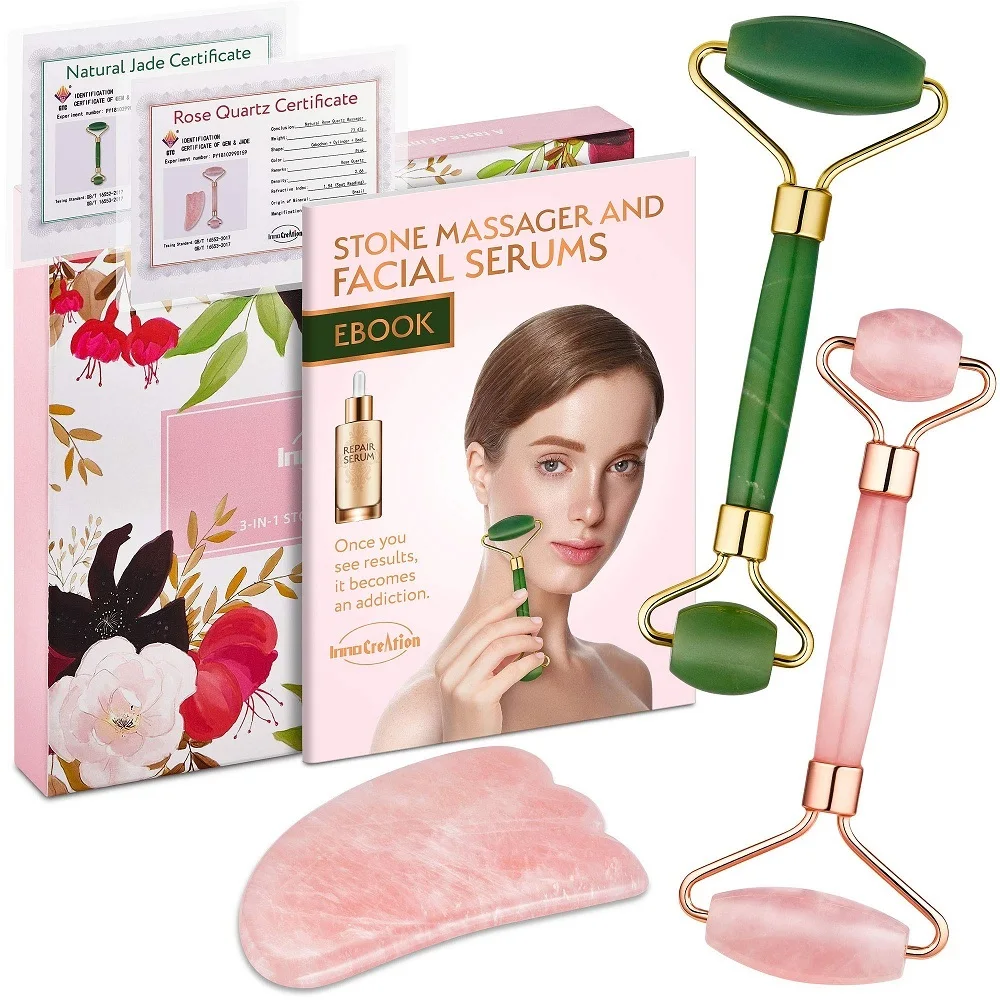 Rose Quartz Roller Slimming Face Massager Lifting Tool Natural Jade Facial Massage Stone Skin Beauty Care gift |