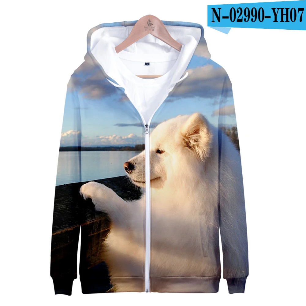 Горячая Распродажа Samoyed куртка на молнии 3D Толстовка с принтом Samoyed толстовки женские большие размеры для женщин уличная - Цвет: B