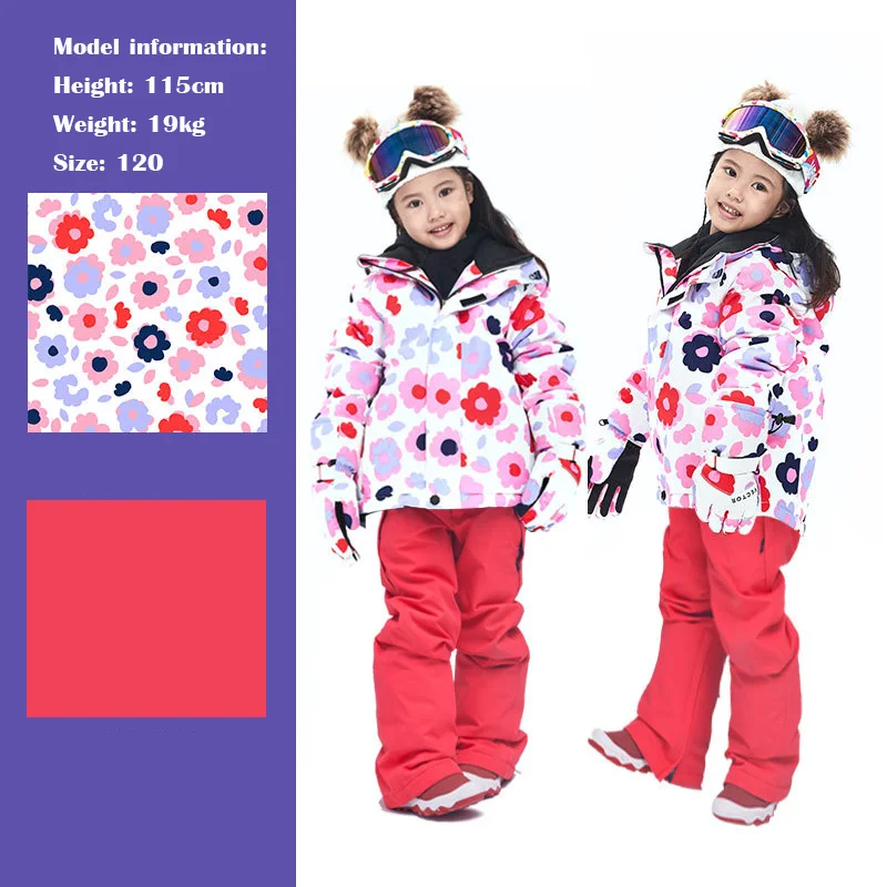 Детский лыжный костюм водонепроницаемая лыжная куртка теплые штаны для