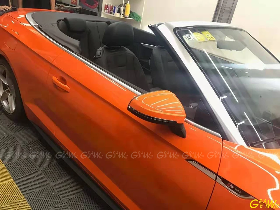 Высококлассная Глянцевая оранжевая виниловая пленка с воздушным пузырьком