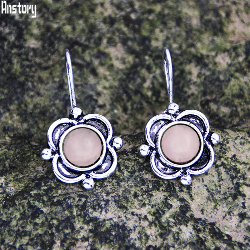 В винтажном стиле с цветочным принтом натуральный серьги тигровым глазом для