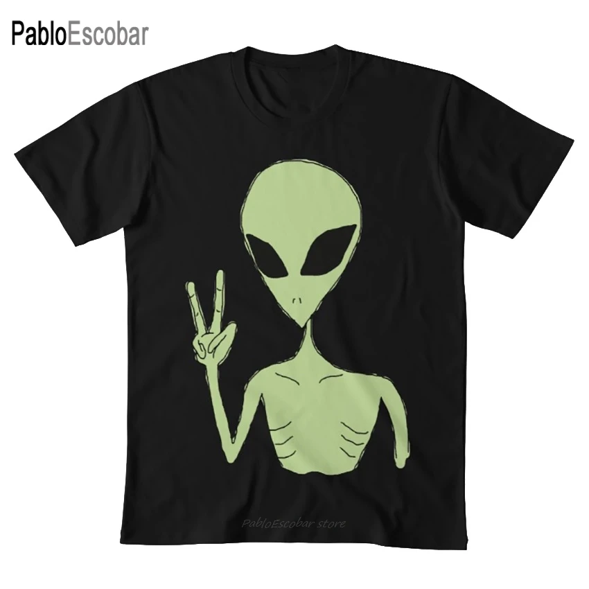 Мир инопланетянин футболка мир знак НЛО хиппи 70s винтажные страшные|Мужские