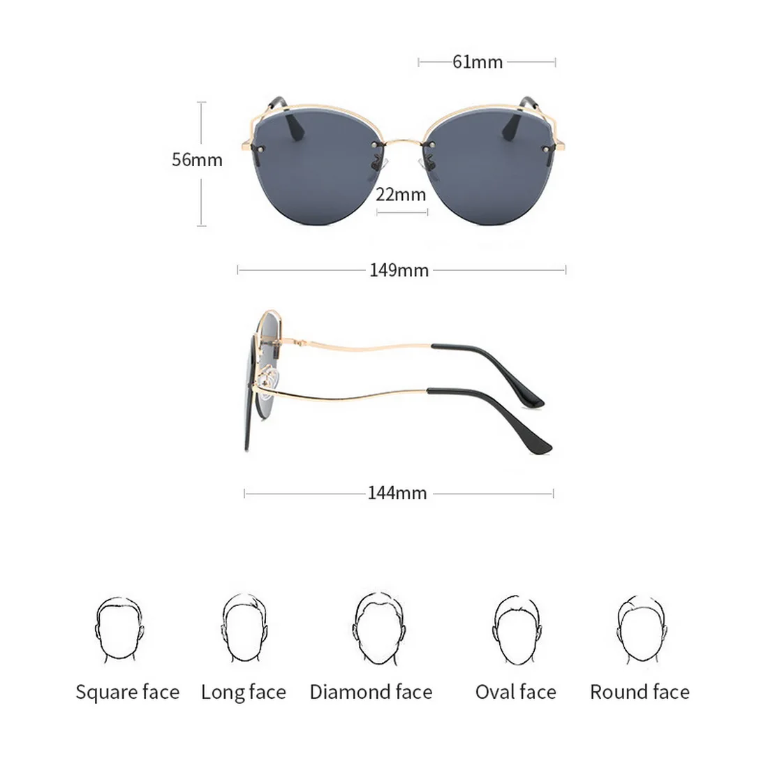 

Cat Eye Sunglasses for Women Men Luxury Rimless Gradient Sun Glasses Clear Ocean Color Lenses Shades Ladies 2021 Sunglass UV400