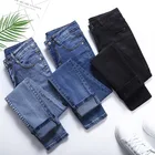 Женские джинсы-карандаш из плотного флиса, зимние джинсы с высокой талией, джинсы-карандаш большого размера, 2019