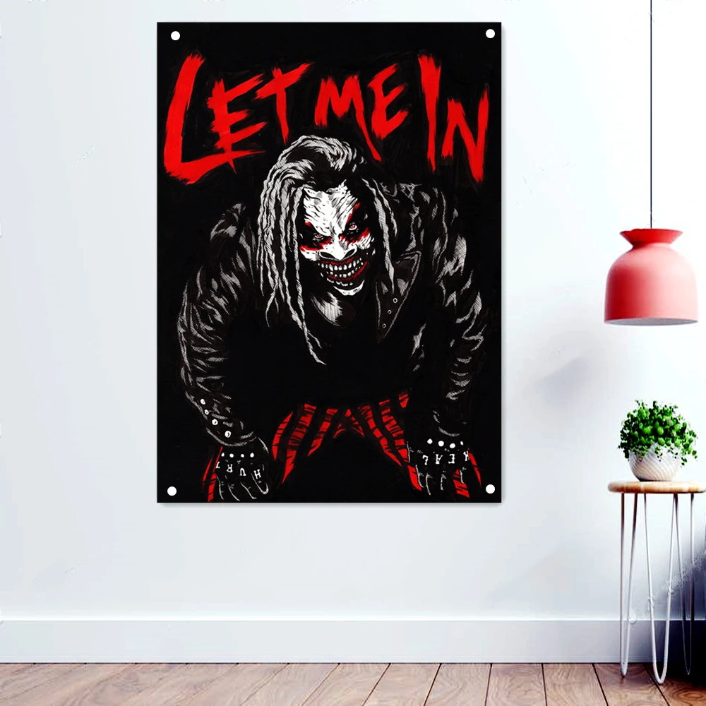 

LETME IN Death Metal Artist Flag Vintage Decorative Banners Bloody Horror Art Skull Tapestry Rock Band Poster Wall Hanging Cloth
