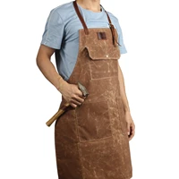 tourbon workshop handwork tools apron 3 pockets holder durable waxwear canvas kitchen cooking adjustable bib multi use