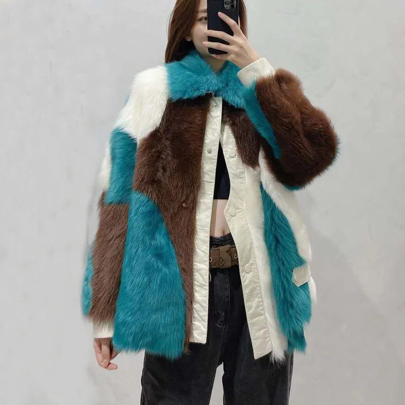 

Winter Women Coat 2021 New Fashion Short Style Casual Natural Real Sheep Fur Jacket Colorful turn-Down Collar Female FN0077