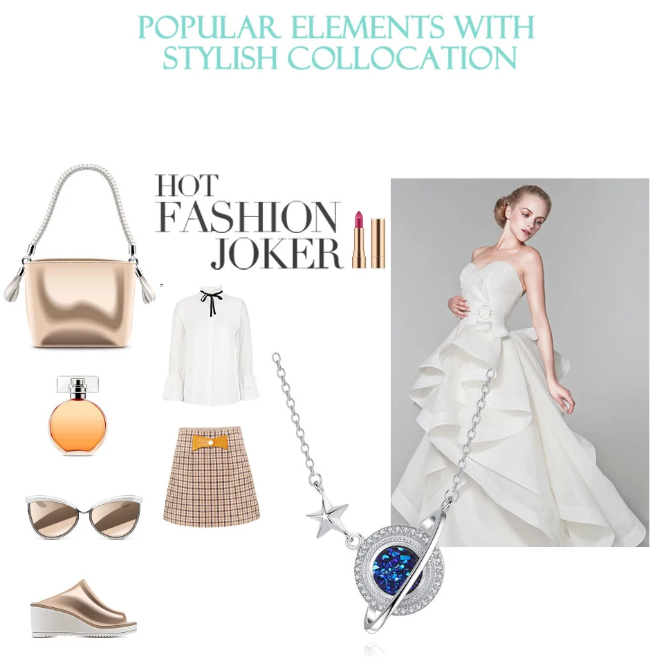 Ожерелье женское из серебра 100% пробы с подвеской в виде планеты | Украшения и