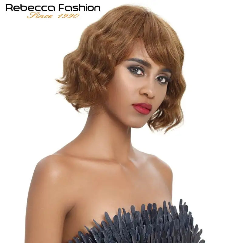 Волосы Ребекка смешанные цвета тело Боб короткий срез прямые волосы парик