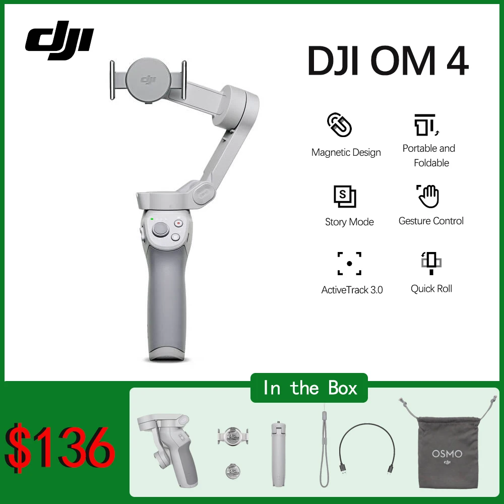 DJI OM4 OSMO Mobile 4 3 осевой складной ручной шарнирный стабилизатор для камеры GoPro