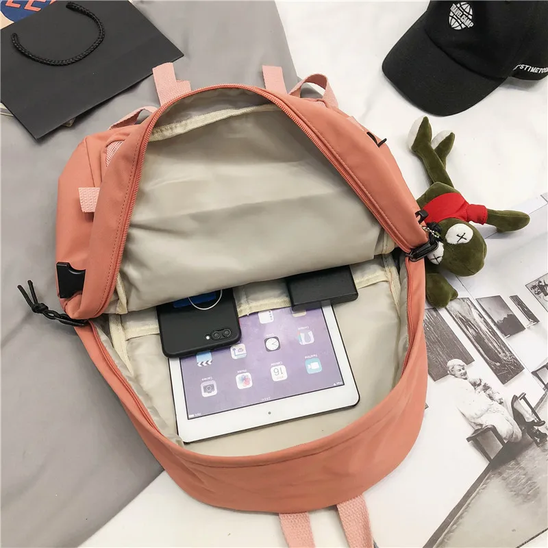 

DCIMOR New Waterproof nylon Women backpack Female High quality Schoolbag for teenage girls Net Travel Backpack Solid Mochilas