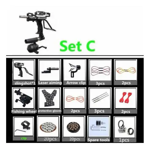 Set C Black Профессиональные супер мощные рогатки для охоты, уличные рогатки, катапульты, резиновые полосы, стрелы, рогатки для стрельбы - Цвет: Set C Black