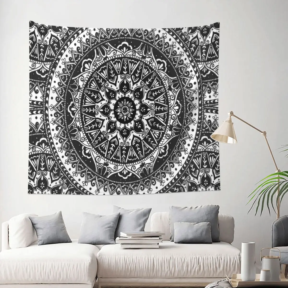 

Tapestry Black And White Mandala Flower Boho Sacred Decor Wall Room Home Decoration Hanging Bedroom Kawaii Pattern Style