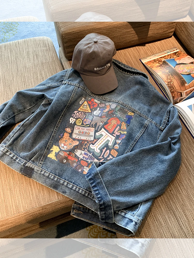 ВИНТАЖНАЯ ДЖИНСОВАЯ КУРТКА ZQLZ женская Свободная Повседневная Осенняя джинсовая