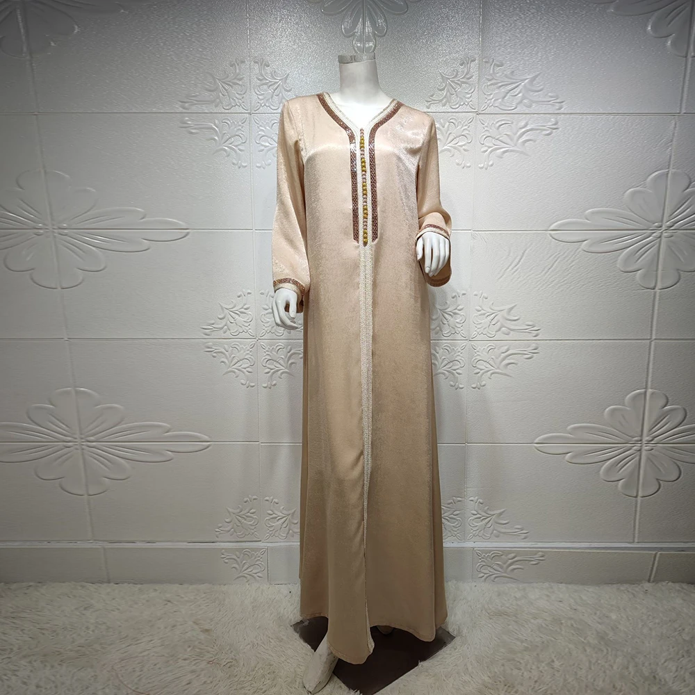 Eid Satin Abaya Dubai мусульманское платье Турция ислам длинное Djelaba
