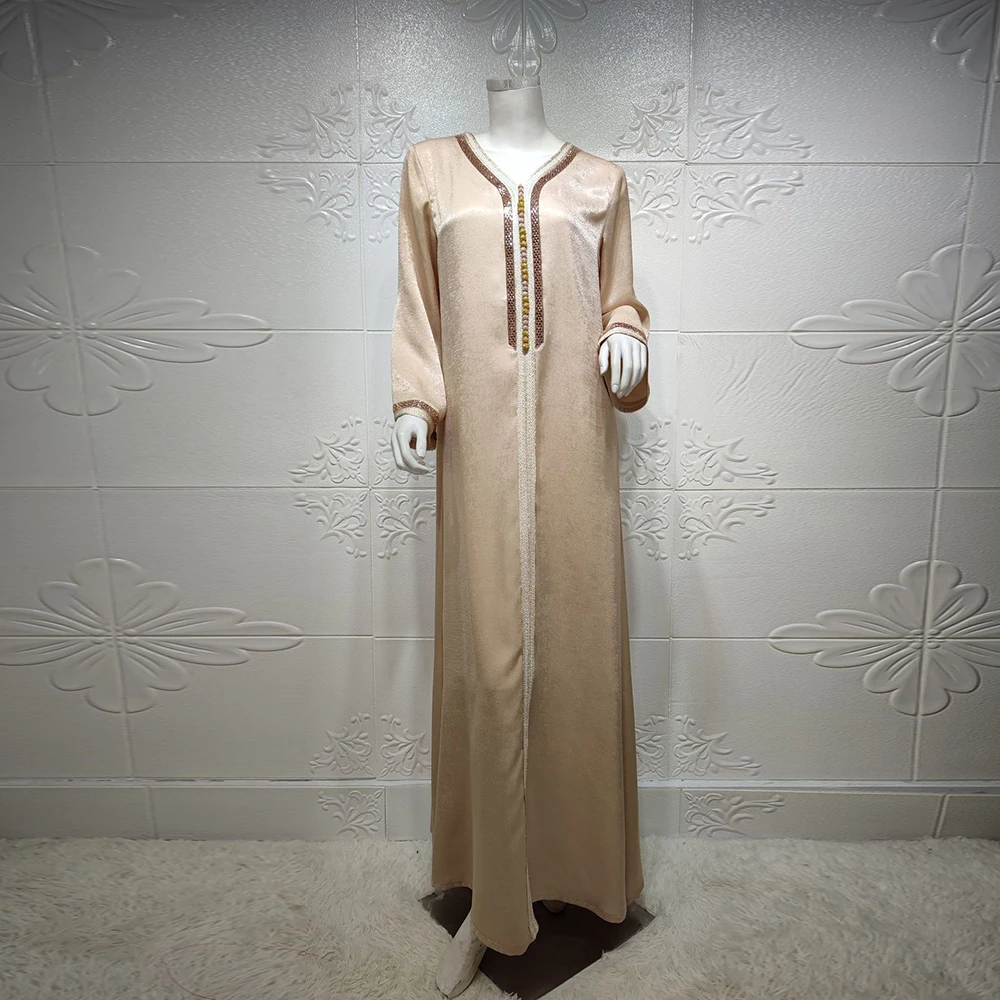 Eid Satin Abaya Dubai мусульманское платье Турция ислам длинное Djelaba женские