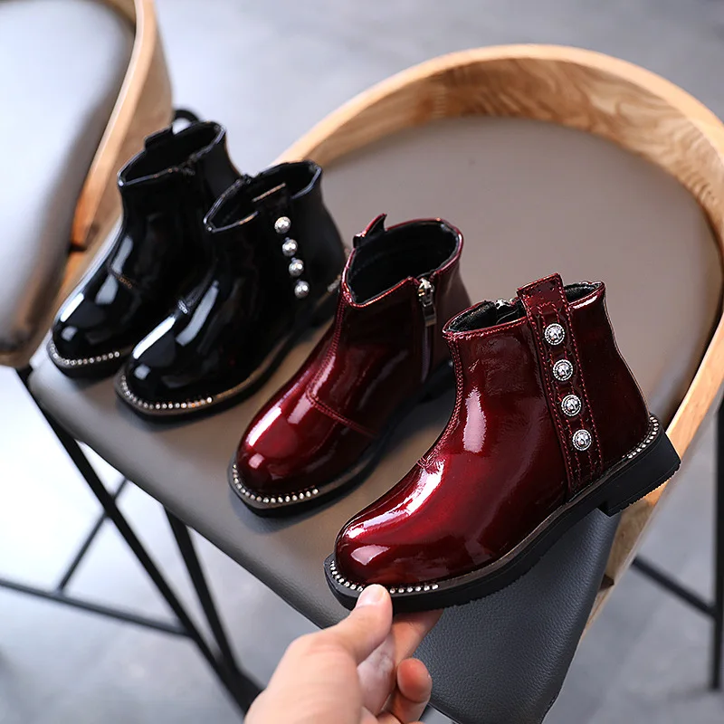 Зимние ботинки для девочек новинка 2020 британская принцесса блестящие