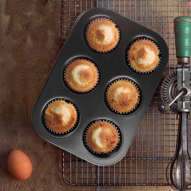 6 чашки антипригарным углерода Сталь противень для выпечки тортов поднос DIY Кухня