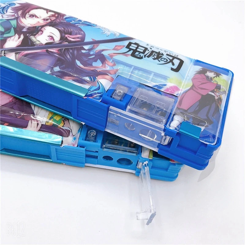 

Anime Demon Slayer Kimetsu No Yaiba Pencil Case Cute Multi Function Pencil Box Kids Stationery Gift With Pencil Sharpener Random