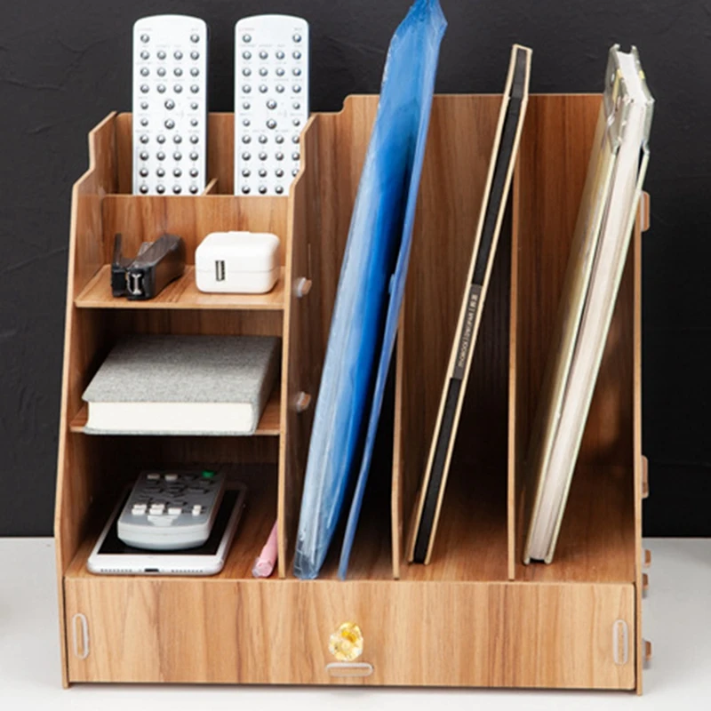 

Office Finishing Racks Basket File Rack Multi-Layer Creative A4 Data Rack Wooden Desktop File Storage Rack