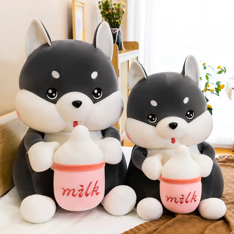 

Zqswkl 45cm cartoon bottle husky animal dog sleeping pillow hugs plush toy dog christmas birthday gift for children girl soft