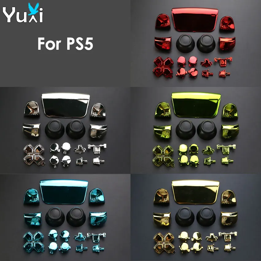 Полный комплект хромированных кнопок YuXi для контроллера Playstation 5 джойстик L1 R1 L2 R2