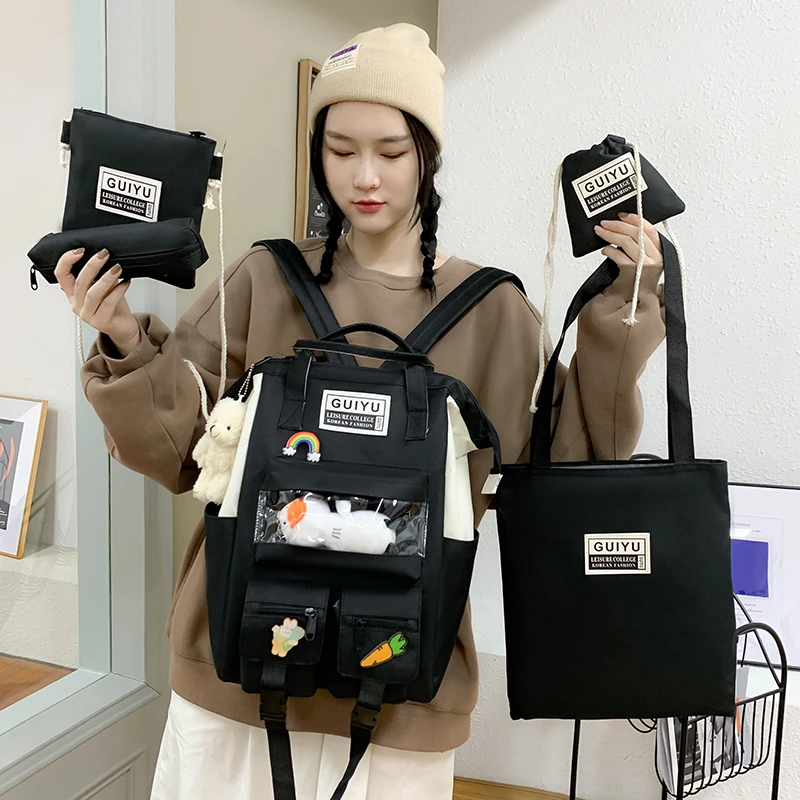 

Fashion Women's Backpack Canvas School Bags For Girls Ladies Travel Bag 2021 Rucksack