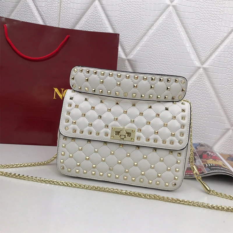 

2021 new brand designer luxury willow nails real leather 24 cm rhombus star catwalk ladies single-shoulder diagonal bag