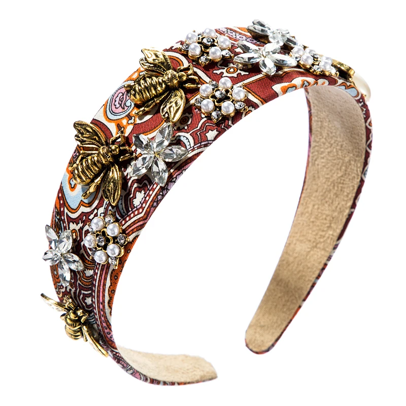 Ободок для волос в стиле барокко с цветком и кристаллами винтажный ободок