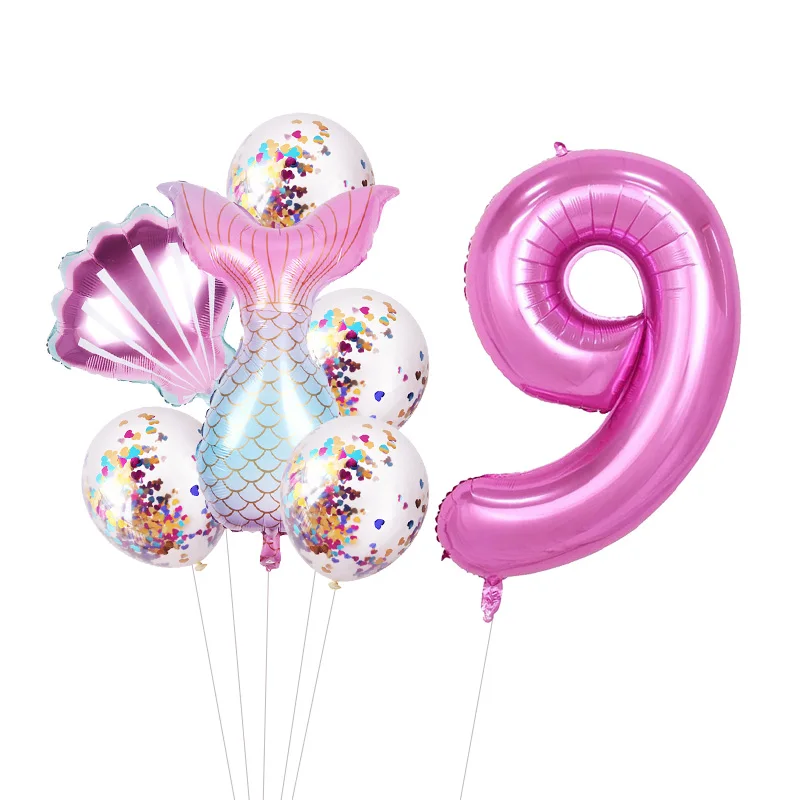 

Joy-Enlife 8pcs Mermaid party balloons number foil balloon 1-9 years old birthday baloons kids 1st 2nd 3rd party globos
