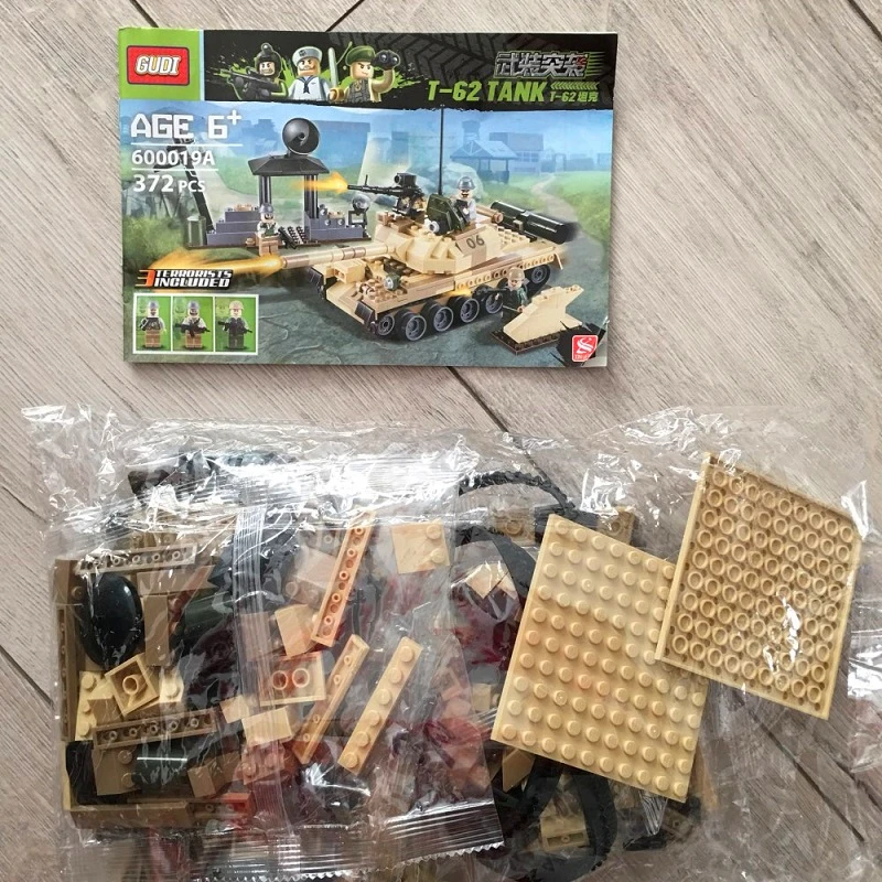 GUDI 600019 военные T-62 Танк Строительные блоки Кирпич совместимый Technic Playmobil игрушки для детей