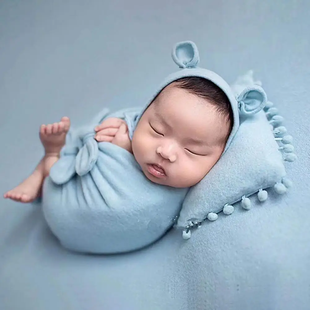 3 unids/set fotograf&iacute;a ropa caliente c&oacute;modo forma Linda beb&eacute; saco de dormir beb&eacute; reci&eacute;n nacido saco de dormir suave almohada Arco-Nudo secreto-2