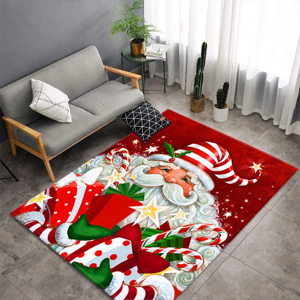 

Santa Claus Pattern 3D Mat For Home Bedroom Big Carpet Living Room Merry Christmas Gift Soft Sponge Children's Non-slip Area Rug