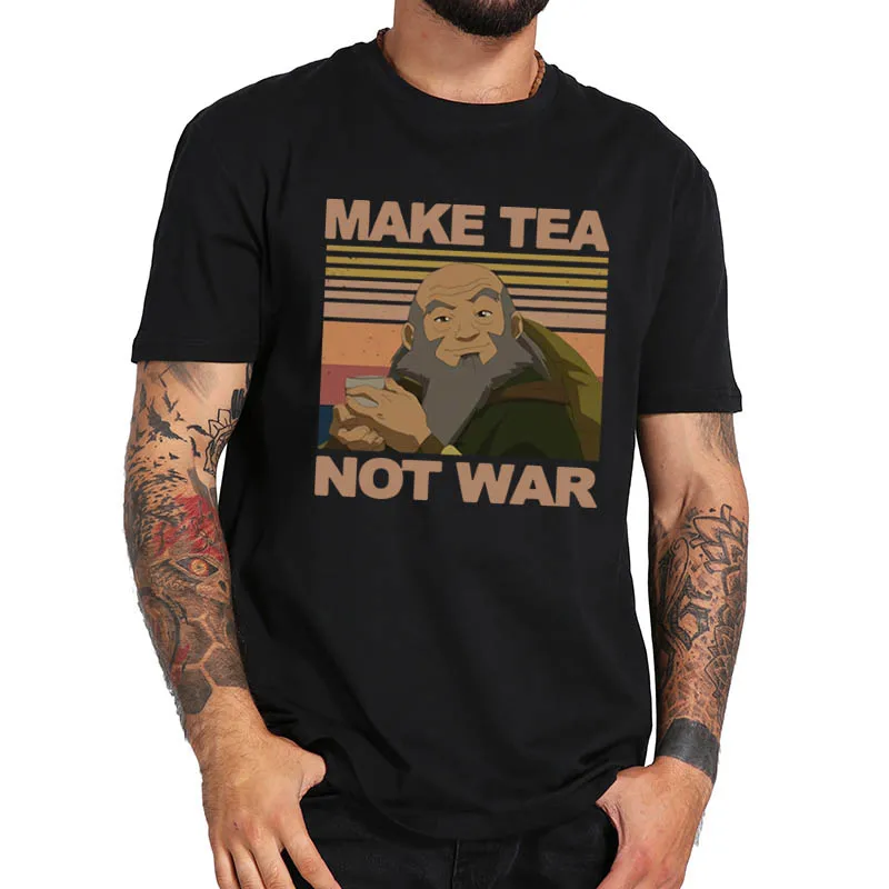 Футболка с надписью Make Tea Not War мягкая футболка из чистого хлопка изображением