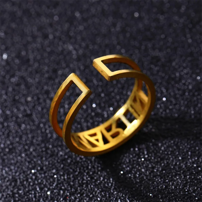 Индивидуальные Регулируемые кольца с именем на заказ золотые ювелирные изделия