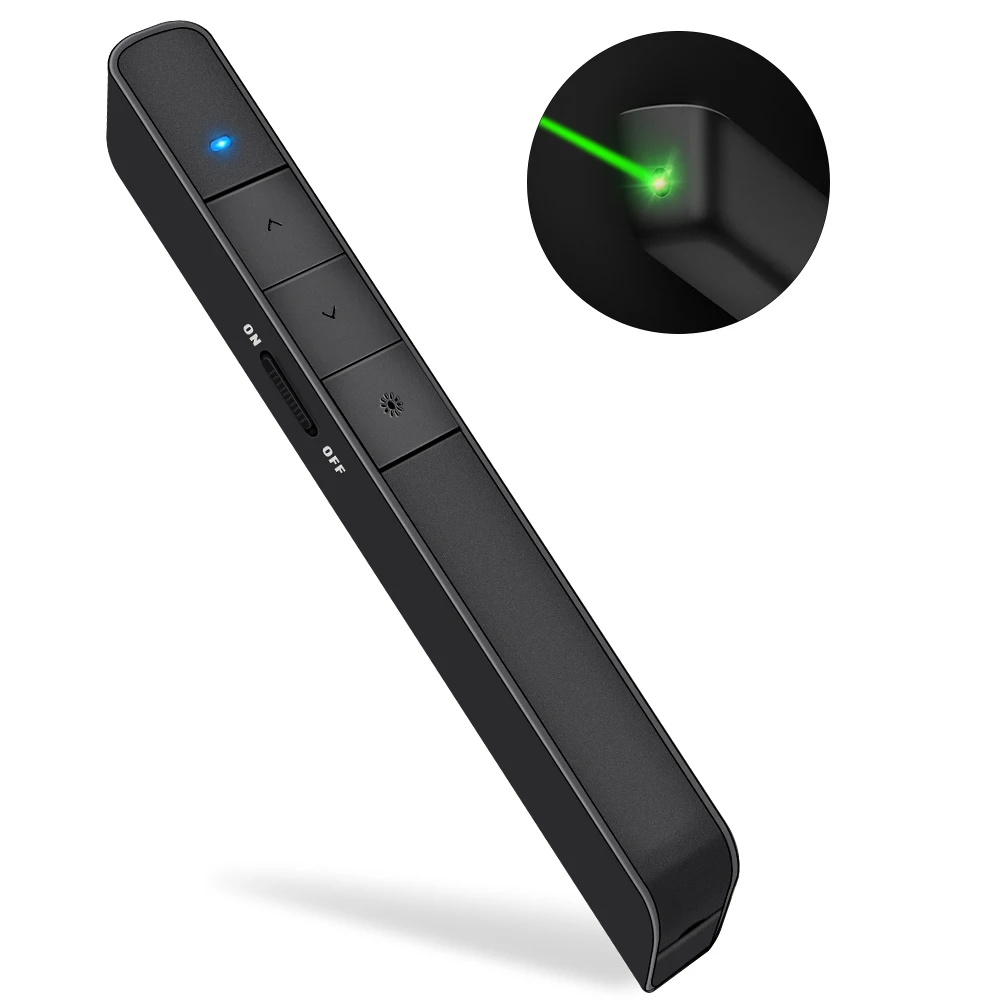 RF 2,4 ГГц USB перезаряжаемый беспроводной Презентер пульт дистанционного управления зеленая световая указка для презентаций PPT Clicker для PowerPoint