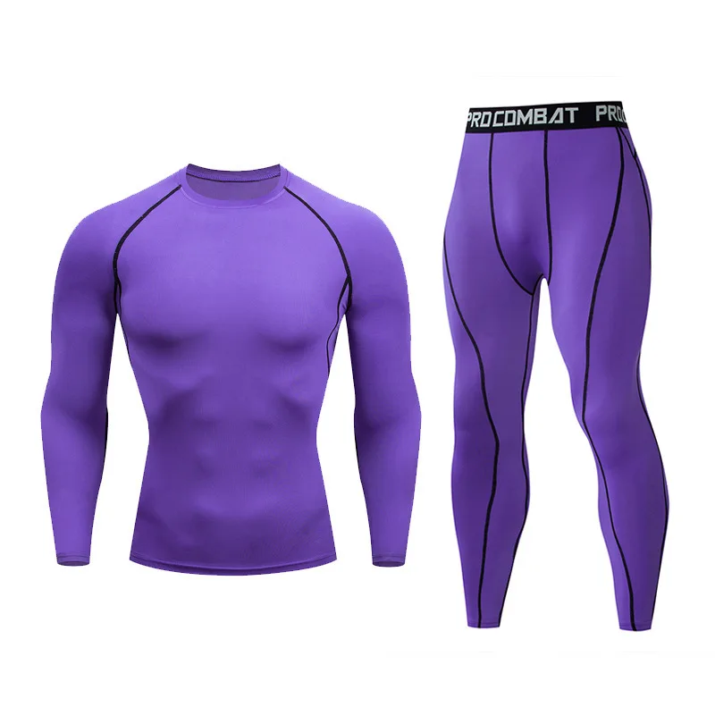 Men's Long Sleeve Solid Color Running Fitness Sports Basketball Training Quick-Drying Bodysuit Riding Set | Мужская одежда
