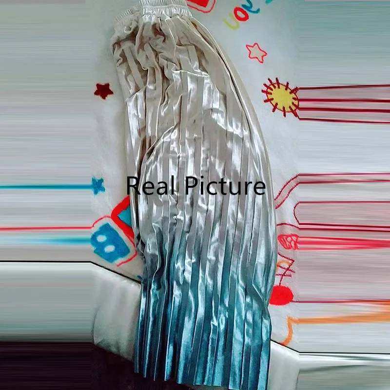 Юбка женская плиссированная длинная бархатная Повседневная с высокой талией