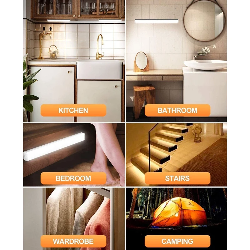 

Closet Lights, 3 Pack Motion Sensor Light Indoor Under Cabinet Lighting for Wardrobe Stairs Cupboard Kitchen Hallway