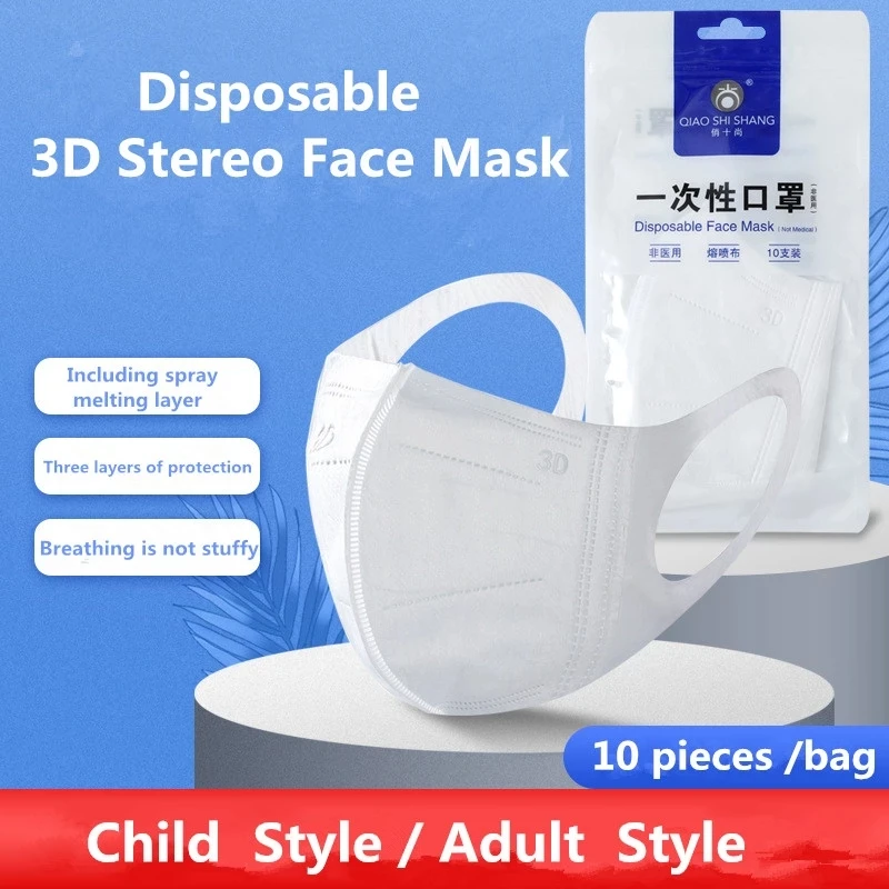 

3D Stereo Disposable Face Mask for Adult Children Kids Black 3 Layers MeltBlown Breathable Disposable Anti Dust Masks 3 Ply Mask