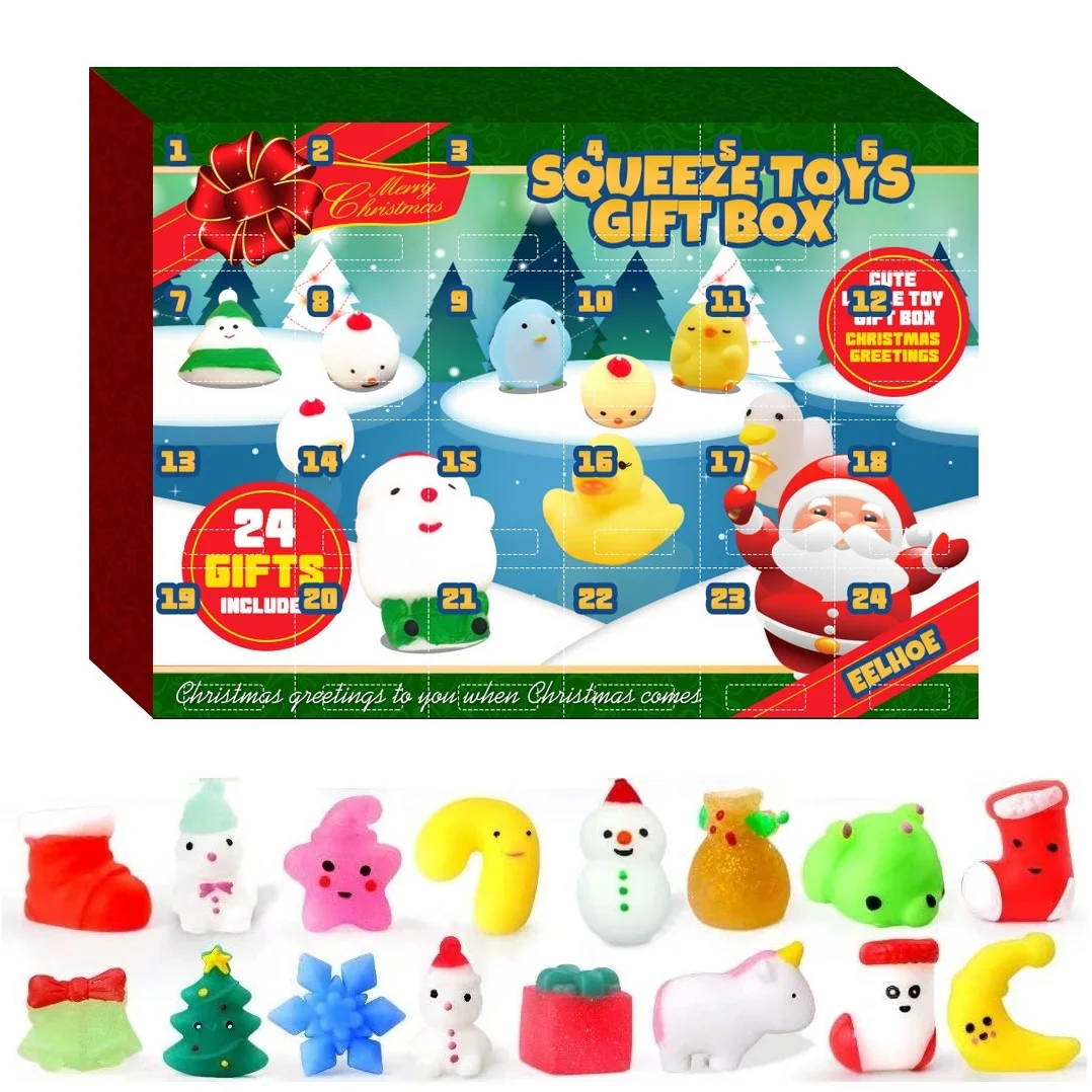 

Календарь с набором из 24 предметов, игрушки-антистресс, Рождественское украшение для взрослых и детей, рождественский подарок, новый год, Ро...