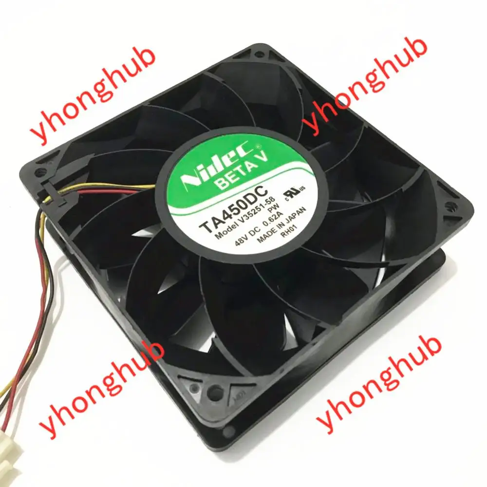 Серверный охлаждающий вентилятор Nidec VA450DC V35251 58 DC 48V 0.62A 3 Wire 120x120x38 мм|square fan|nidec
