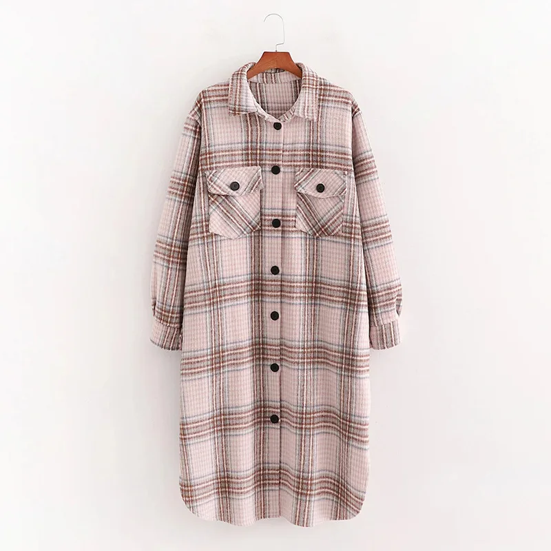 

Women Pop British Style Vogue Large Chest Pocket Coat Female Lapel Single-Breasted Long Overcoat