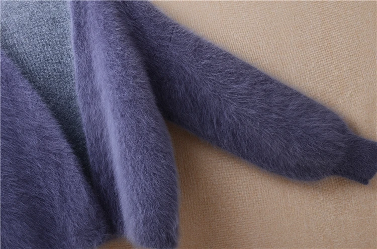 

Korea fashion ladies short jackets mink cashmere kitted sweater angora rabbit fur cardigans coats warm women clothing mantle