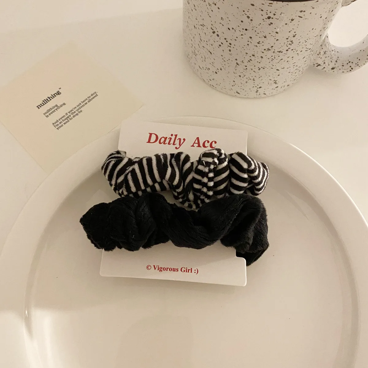 

2 pieces scrunches women girls Hair bands combination velvet print fabrics hair tie ponytail elastic hair bands bun hair style