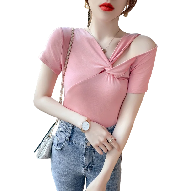 

All Match Thin Office Ladies Short Sleeve Summer New t Shirt Women Hollow Out Thin Tee Shirt Femme Clothing Solid v-Neck Tops
