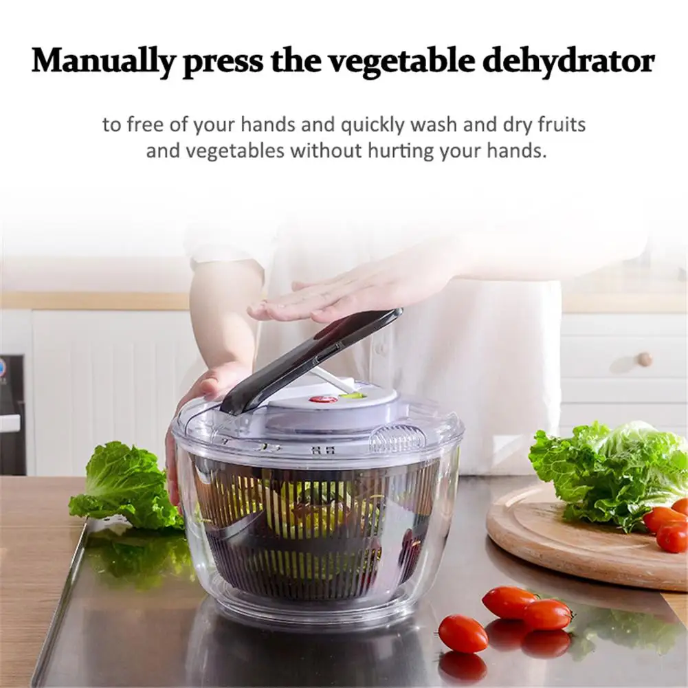 Vegetable Dehydrator Versatile Salad Spinner Large-capacity Fruit Washing Basin Drain Basket | Дом и сад