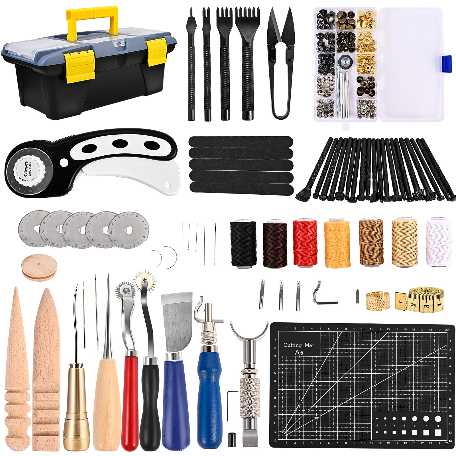 

366pcs/set Professional Leather Craft Tools Kit Home Hand Sewing Stitching Punch Carving Work Saddle Leathercraft Accessories