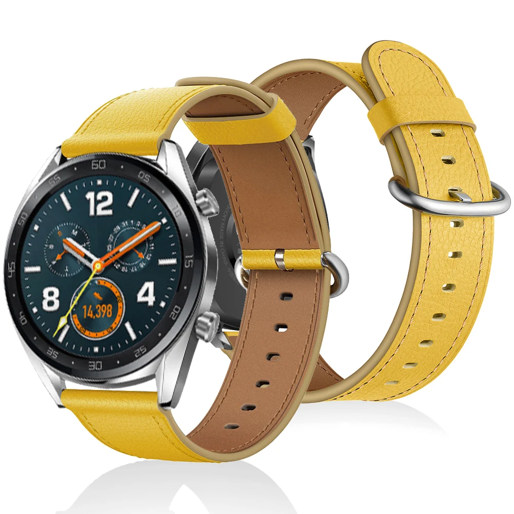 Ремешок кожаный для Huawei Watch GT 2 1 46 мм сменный Браслет Samsung Gear S3/Galaxy 3 45 мм/46 22