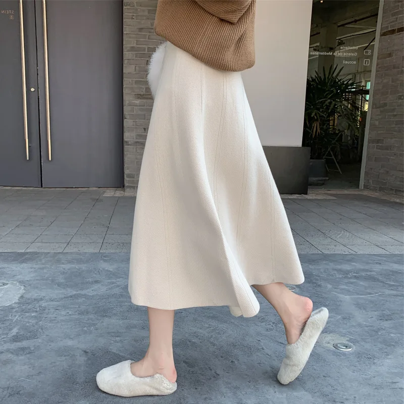

Women's Knitted Autumn And Winter Skirt High Waist Slim Elegant Party Office Skirts